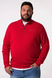 Men Plus Rundhalspullover Troyer Zippkragen Knopfleiste Stick Rot/Dunkelrot