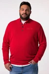 Men Plus Rundhalspullover Troyer Zippkragen Knopfleiste Stick Rot/Dunkelrot