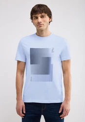 STREET ONE MEN T-Shirt Hellblau/Blau/Grau