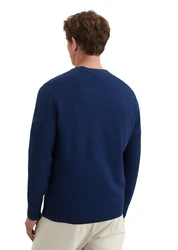 Marc O'Polo Rundhalspullover Dunkelblau/Blau