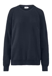 Hessnatur Strickpullover Regular aus reiner Bio-Baumwolle Dunkelblau/Blau