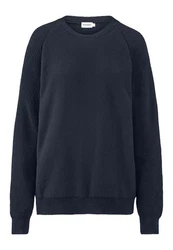 Hessnatur Strickpullover Regular aus reiner Bio-Baumwolle Dunkelblau/Blau