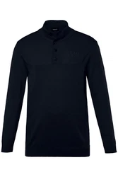 Men Plus Rundhalspullover Troyer Zippkragen Knopfleiste Stick Dunkelblau/Blau