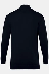 Men Plus Rundhalspullover Troyer Zippkragen Knopfleiste Stick Dunkelblau/Blau