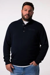 Rundhalspullover Men+ Troyer Zippkragen Knopfleiste Stick bis 8 XL