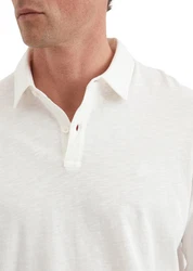 Marc O'Polo Langarm-Poloshirt Khaki/Weiß/Grau/Creme