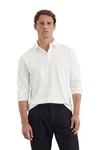 Marc O'Polo Langarm-Poloshirt Khaki/Weiß/Grau/Creme