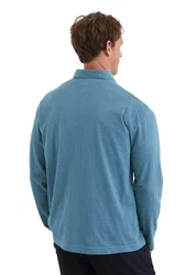 Marc O'Polo Langarm-Poloshirt Grau/Blau/Hellblau/Türkis