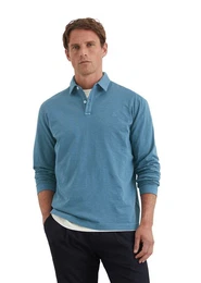 Langarm-Poloshirt in softem Slub-Jersey