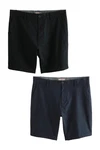 Next Shorts Slim Fit Stretch-Chinoshorts Dunkelblau/Schwarz/Hellblau/Blau