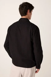 Next Langarmhemd Waffelstruktur Schwarz/Dunkelgrau
