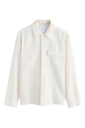 Next Langarmhemd Waffelstruktur Weiß/Khaki/Beige