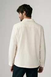 Next Langarmhemd Waffelstruktur Weiß/Khaki/Beige