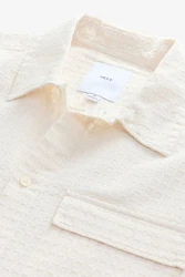 Next Langarmhemd Waffelstruktur Weiß/Khaki/Beige