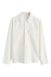 Next Langarmhemd Waffelstruktur Weiß/Khaki/Beige