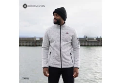 Hhenhorn Strickfleecejacke Tacul Herren Strickjacke Outdoor Sweatshirt Hellgrau/Grau/Rot