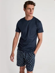 CALIDA Pyjamashorts RMX Sleep Herren Dunkelblau/Hellblau/Blau