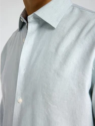 SELECTED HOMME Langarmhemd SLHREG-LEO LIGHT SHIRT LS NOOS Hellblau/Grau