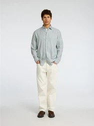 SELECTED HOMME Langarmhemd SLHREG-LEO LIGHT SHIRT LS NOOS Hellblau/Grau
