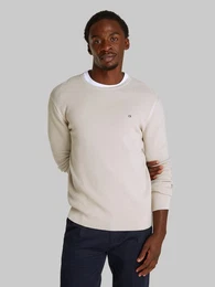 Rundhalspullover MICRO WAFFLE TEXTURE CN SWEATER mit Waffelstruktur