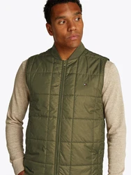 Tommy Hilfiger Steppweste SQUARE QUILTED VEST Mit Rundhalsausschnitt Dunkelgrün/Khaki