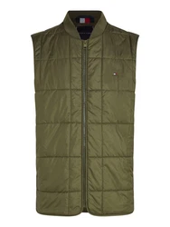 Tommy Hilfiger Steppweste SQUARE QUILTED VEST Mit Rundhalsausschnitt Dunkelgrün/Khaki