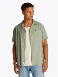 Tommy Jeans Kurzarmhemd TJM LINEN BLEND CAMP SS EXT Dunkelgrün/Grün/Khaki/Hellgrün