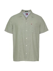 Tommy Jeans Kurzarmhemd TJM LINEN BLEND CAMP SS EXT Dunkelgrün/Grün/Khaki/Hellgrün