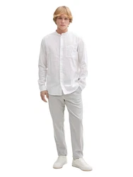 TOM TAILOR Denim Chinohose mit Gürtel Grau/Weiß/Beige/Creme/Khaki/Silber