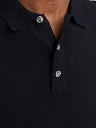Jack & Jones Kurzarmpullover JJEEMIL KNIT RELAXED POLO SS SN Schwarz/Dunkelblau/Lila