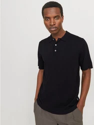 Jack & Jones Kurzarmpullover JJEEMIL KNIT RELAXED POLO SS SN Schwarz/Dunkelblau/Lila
