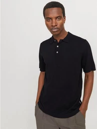 Kurzarmpullover JJEEMIL KNIT RELAXED POLO SS SN mit Polo Kragen