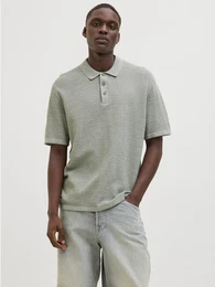 Kurzarmpullover JJEGEORGE KNIT POLO SS SN mit Polo Kragen