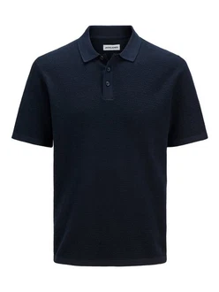 Jack & Jones Kurzarmpullover JJEGEORGE KNIT POLO SS SN Dunkelblau