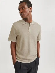 Jack & Jones Kurzarmpullover JJEGEORGE KNIT POLO SS SN Khaki/Braun/Beige