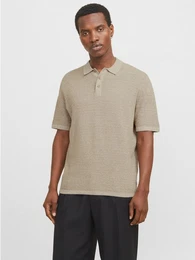 Kurzarmpullover JJEGEORGE KNIT POLO SS SN mit Polo Kragen