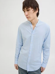 Jack & Jones Langarmhemd JJEBREEZE BAND SHIRT LS SN Hellblau/Blau