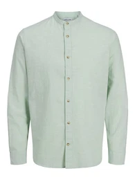Langarmhemd JJESUMMER BAND SHIRT LS SN mit Bandkragen
