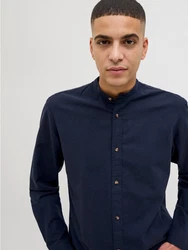 Jack & Jones Langarmhemd JJESUMMER BAND SHIRT LS SN Dunkelblau/Hellblau