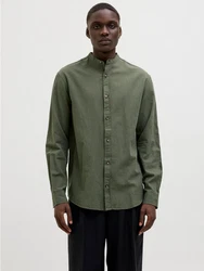Jack & Jones Langarmhemd JJESUMMER BAND SHIRT LS SN Dunkelgrün/Grün