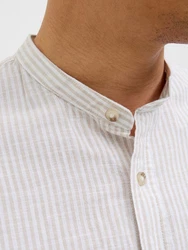 Jack & Jones Langarmhemd JJESUMMER BAND SHIRT LS SN Weiß/Khaki/Beige/Creme/Grau