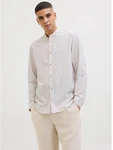 Jack & Jones Langarmhemd JJESUMMER BAND SHIRT LS SN Weiß/Khaki/Beige/Creme/Grau