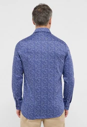 Eterna Langarmhemd SLIM FIT Dunkelblau/Blau/Lila