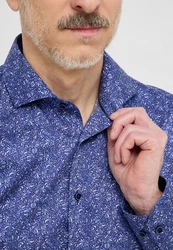 Eterna Langarmhemd SLIM FIT Dunkelblau/Blau/Lila
