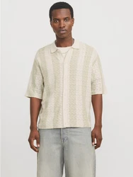 Jack & Jones Polokragenpullover JORTYLER KNIT SS POLO SN creme/mint