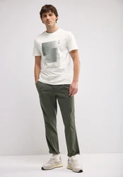 STREET ONE MEN T-Shirt Weiß/Creme/Grün/Dunkelgrün