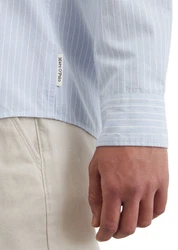 Marc O'Polo Langarmhemd Bio-Baumwoll-Mix Grau/Hellblau/Blau