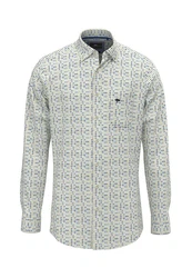 FYNCH-HATTON Langarmhemd Casual Fit Combi Print Grün/Dunkelblau