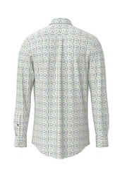FYNCH-HATTON Langarmhemd Casual Fit Combi Print Grün/Dunkelblau