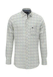 FYNCH-HATTON Langarmhemd Casual Fit Combi Print Grün/Dunkelblau